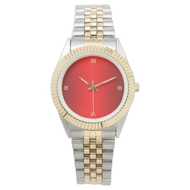 Reloj De Pulsera Número de oro de brillo rojo (Anverso)