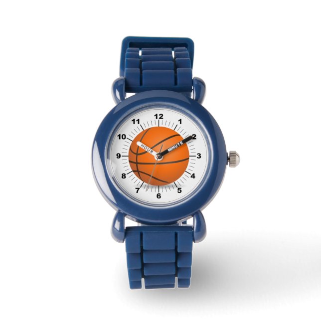 Reloj De Pulsera Número negro ajustable del baloncesto del niño (Anverso)