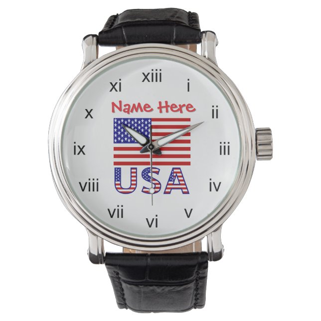 Reloj De Pulsera Número romano personalizado de la bandera de Estad (Anverso)