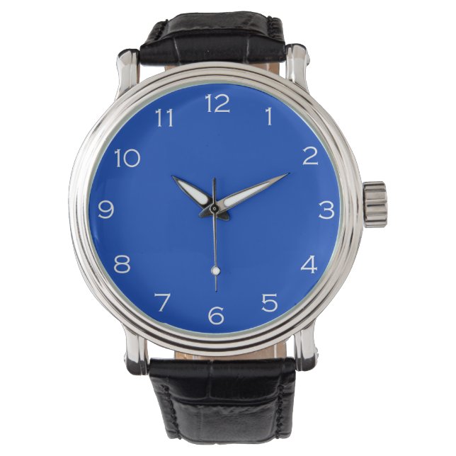 Reloj De Pulsera Números Blancos En El Mccnt Azul (Anverso)