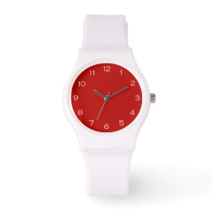 Reloj De Pulsera Números blancos en las mujeres rojas