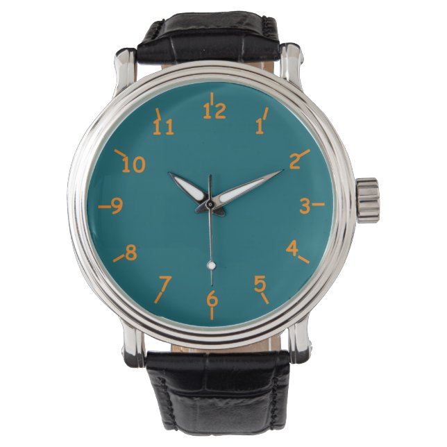 Reloj De Pulsera Números de Aqua y Naranja (Anverso)