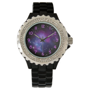 Reloj De Pulsera Números de fotos de espacio púrpura