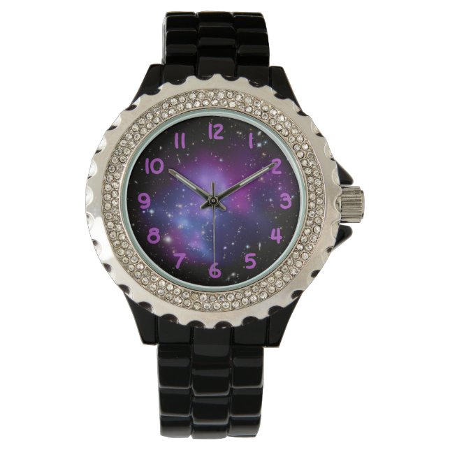 Reloj De Pulsera Números de fotos de espacio púrpura (Anverso)