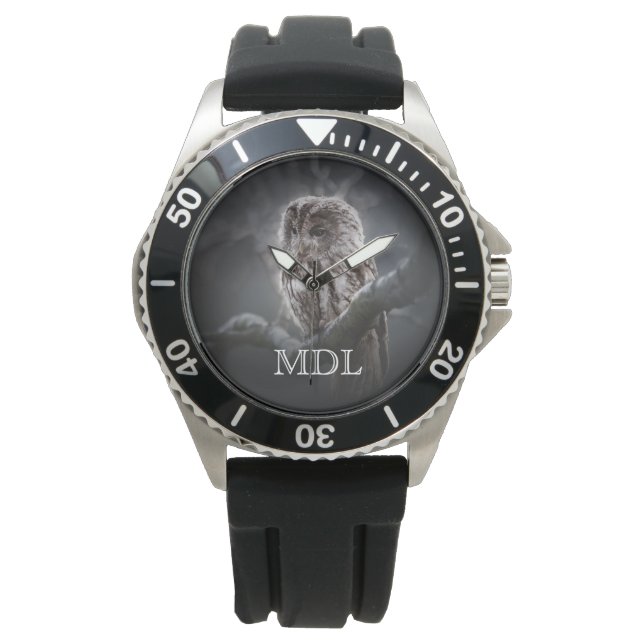 Reloj De Pulsera Números de fotos de lechuza nocturna (Anverso)