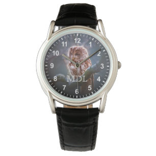 Reloj De Pulsera Números de fotos de lechuza nocturna