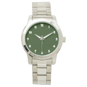 Reloj De Pulsera Números de grasa blancos en blanco en blanco verde