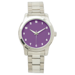 Reloj De Pulsera Números de grasa blancos en mens púrpura