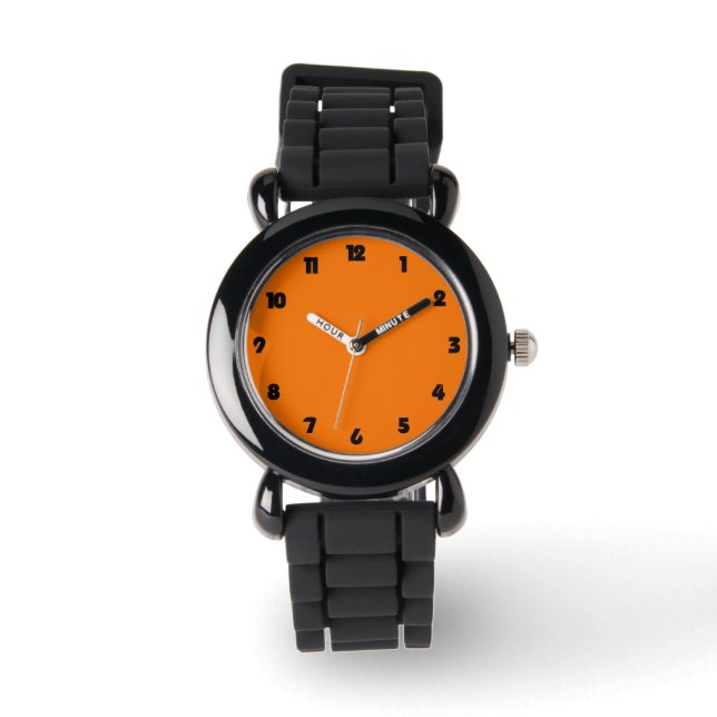 Reloj De Pulsera Números de grasa negros en la imagen del Naranja (Anverso)
