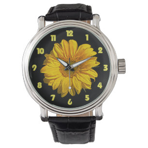 Reloj De Pulsera Números de grasas amarillas de girasol Mcn