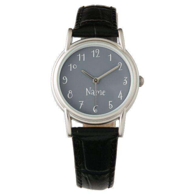Reloj De Pulsera Números de Gris Pizarra y Blanco (Anverso)