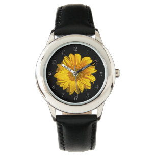 Reloj De Pulsera Números de guiones grises de girasol que los niños