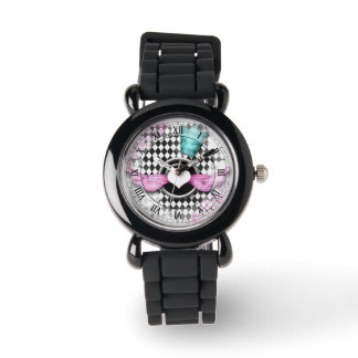 Reloj De Pulsera números de roman del corazón del diamante harlequi