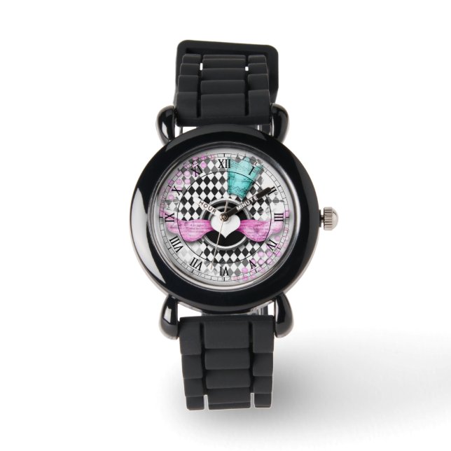 Reloj De Pulsera números de roman del corazón del diamante harlequi (Anverso)