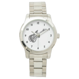 Reloj De Pulsera Números del negro de la guitarra eléctrica