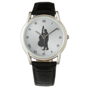 Reloj De Pulsera Números del negro del músico del bajista