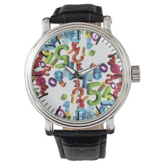 Reloj De Pulsera Números flotantes observan el fondo blanco