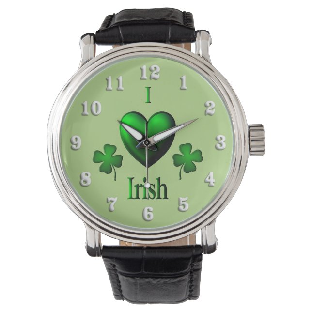 Reloj De Pulsera Números irlandeses del blanco del corazón w del (Anverso)