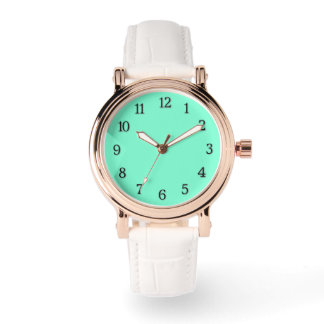 Reloj De Pulsera Números negros acuamarina sólidos