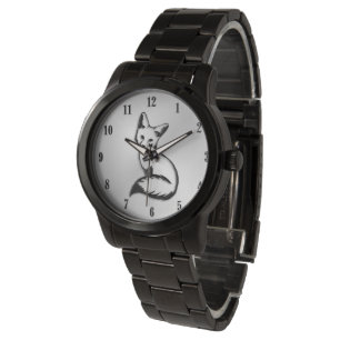 Reloj De Pulsera Números negros de Fox plateado