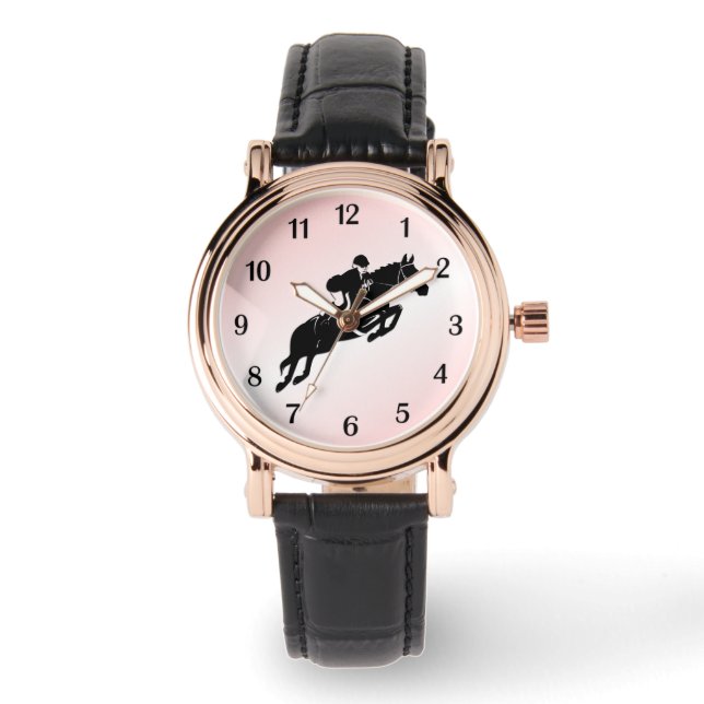 Reloj De Pulsera Números negros de jumper ecuestres (Anverso)