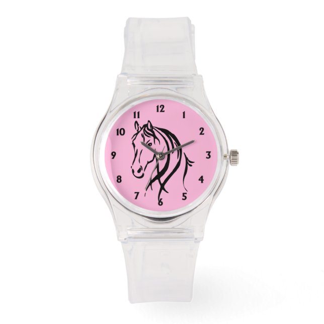 Reloj De Pulsera Números negros de la cabeza del caballo (Anverso)