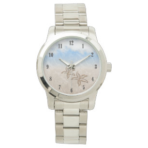 Reloj De Pulsera Números negros de Starfish Beach