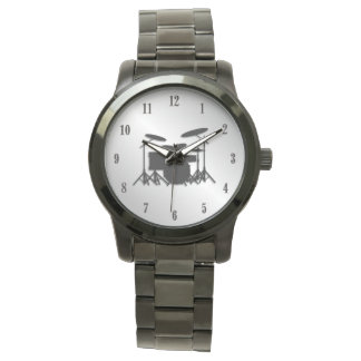 Reloj De Pulsera Números negros del juego de tambores