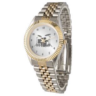 Reloj De Pulsera Números negros del juego de tambores