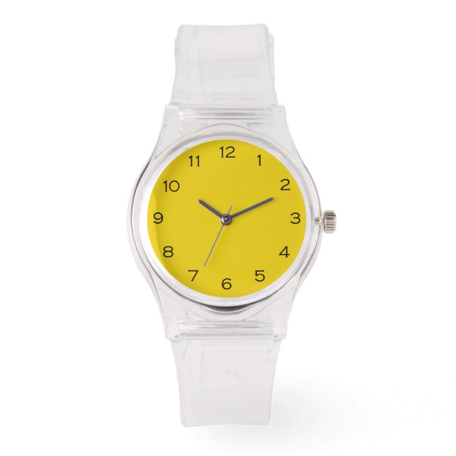 Reloj De Pulsera Números negros en blanco amarillo (Anverso)