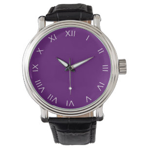 Reloj De Pulsera Números romanos blancos en mens púrpura