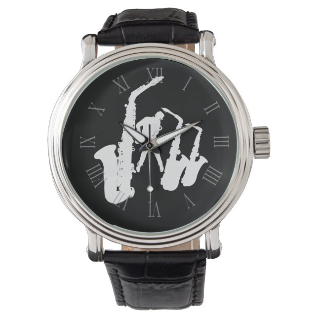 Reloj De Pulsera Números romanos de jazz sax jazzman W3 (Anverso)