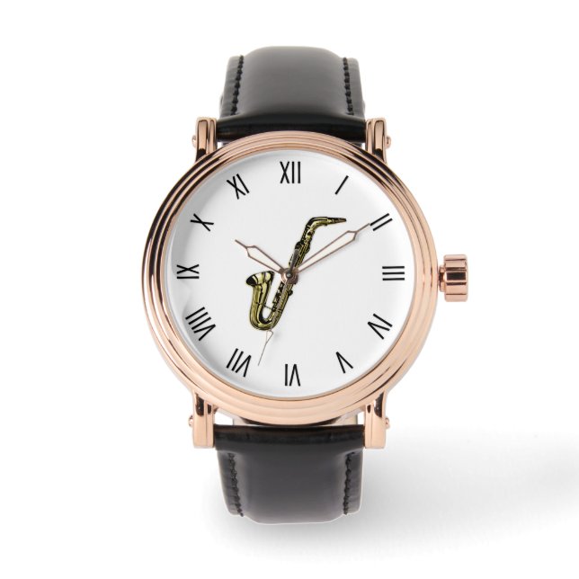 Reloj De Pulsera Números romanos de saxofón (Anverso)