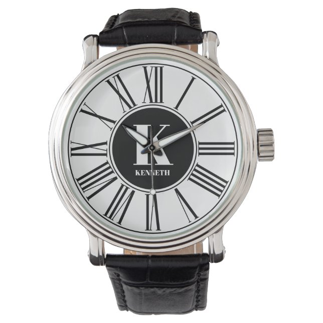 Reloj De Pulsera Números romanos negrita negro y blanco negrita (Anverso)