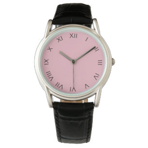 Reloj De Pulsera Números romanos negros en hombres rosados cn