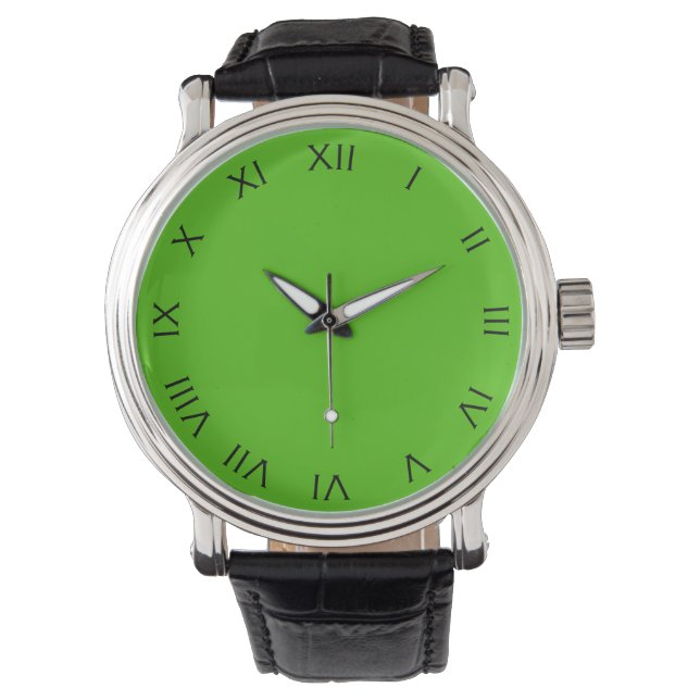 Reloj De Pulsera Números romanos negros en los hombres verdes (Anverso)