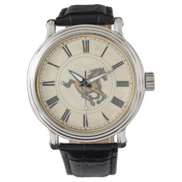 RELOJ DE PULSERA NÚMEROS ROMANOS RÚSTICOS CABALLO ANTIGUO