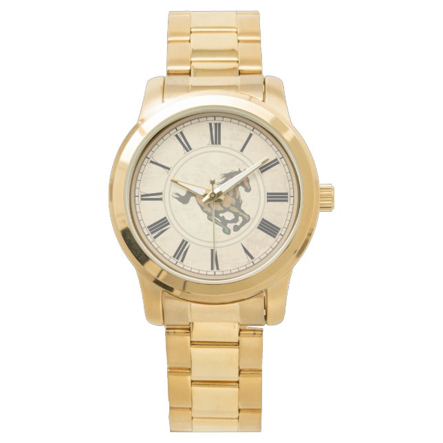 RELOJ DE PULSERA NÚMEROS ROMANOS RÚSTICOS CABALLO ANTIGUO (Anverso)