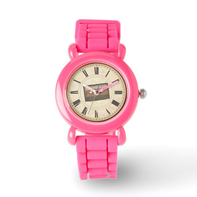 RELOJ DE PULSERA NÚMEROS ROMANOS RÚSTICOS CINTA DE CASSETTE ÚNICA (Anverso)