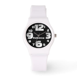 Reloj De Pulsera Números voluminosos blanco y negro