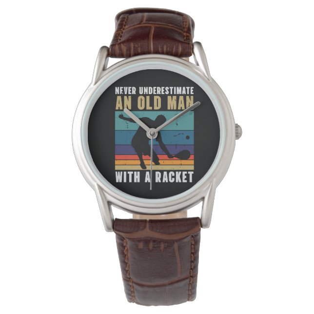 Reloj De Pulsera Nunca subestimes a un anciano con pickleball  (Anverso)