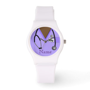 Reloj De Pulsera Nurs Watch Scrub Top Stethoscope Purple