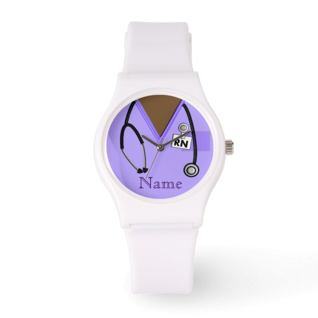 Reloj De Pulsera Nurs Watch Scrub Top Stethoscope Purple (Anverso)