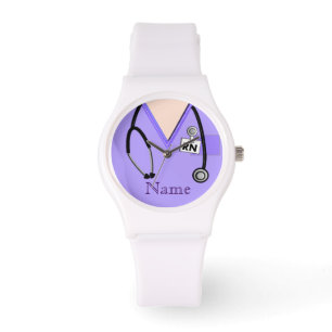 Reloj De Pulsera Nurs Watch Scrub Top Stethoscope Purple
