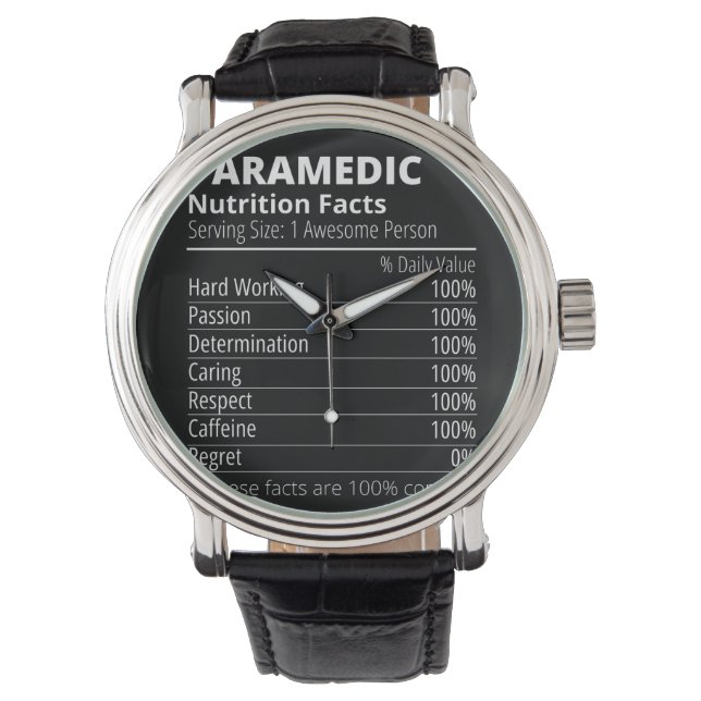 Reloj De Pulsera nutrition facts, paramedic nutrition fact (Anverso)