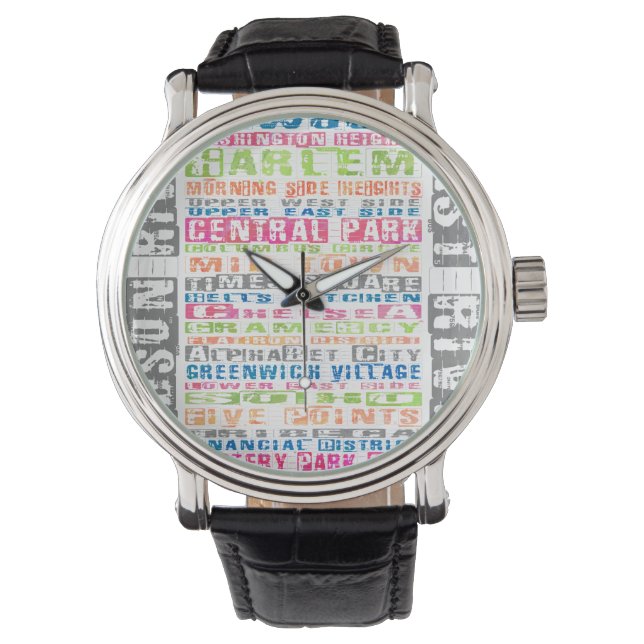 Reloj De Pulsera NYC Vecindarios Arcoiris (Anverso)
