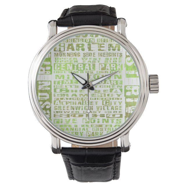 Reloj De Pulsera NYC Vecindarios Verdes (Anverso)
