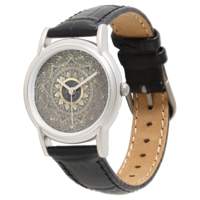 Reloj De Pulsera Obra elegante de Mandala dorada (Angular)