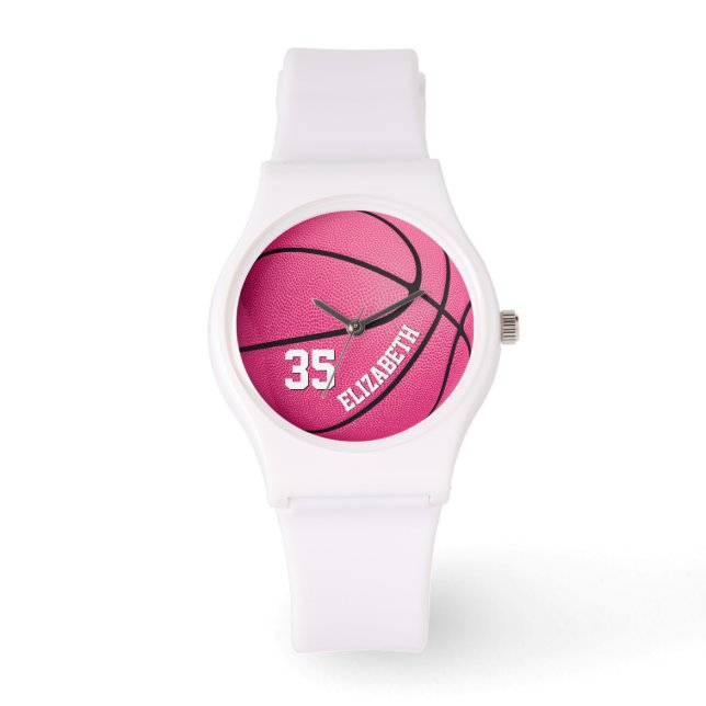 Reloj De Pulsera obsequios de baloncesto lindo giratorio rosa perso (Anverso)