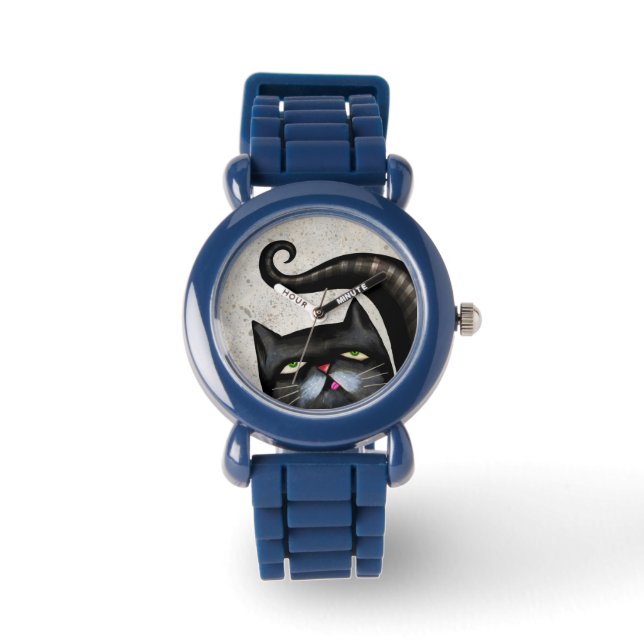 RELOJ DE PULSERA OBSERVACIÓN DE ARTE DE GATO NEGRO DE AMOR ARTÍSTIC (Anverso)